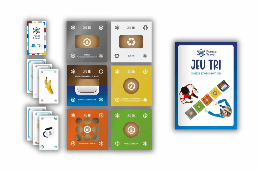 jeu de plateau sur le tri des déchets créé pour France Travail