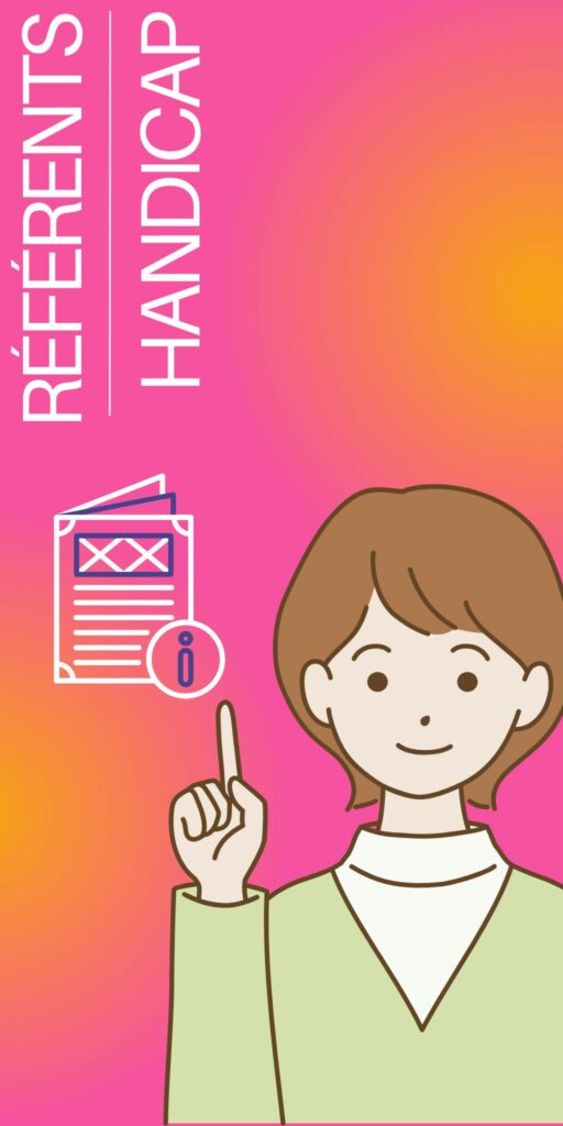 image d'un référent handicap avec une expression rassuré et montrant un mode d'emploi