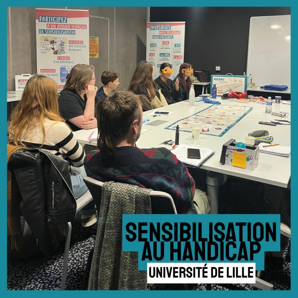 sensibilisation au handicap autour du jeu de plateau KESKI Handicap à l'Université de Lille